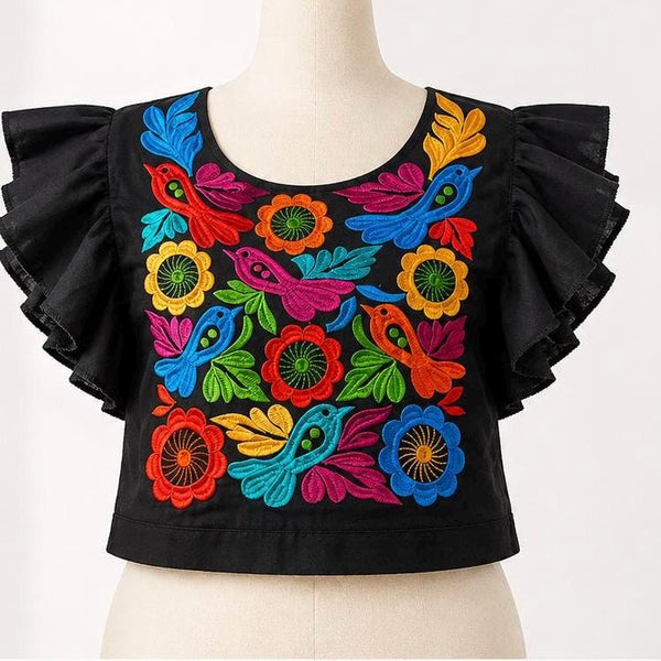 Elena Black Embroidered Shirt