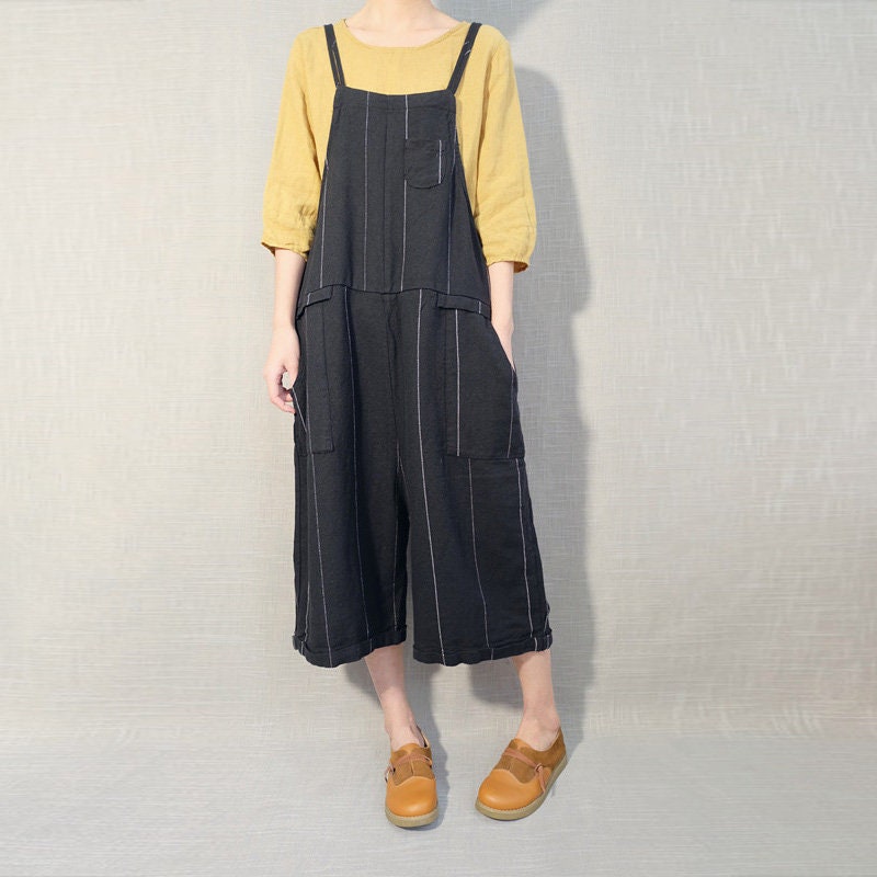 Nadia Striped Linen Wide-Leg Overalls — LA's Nine Ninety