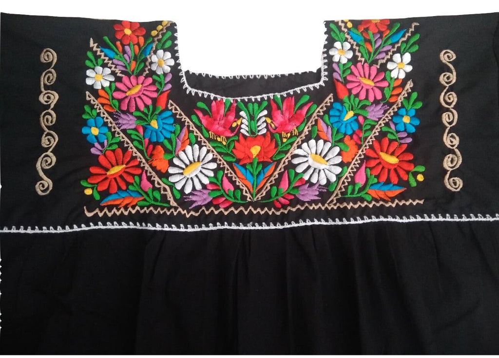 Zara Black Cotton Embroidered Blouse — view 3