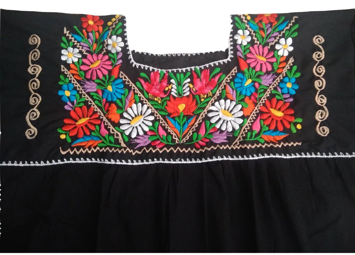 Zara Black Cotton Embroidered Blouse — view 3