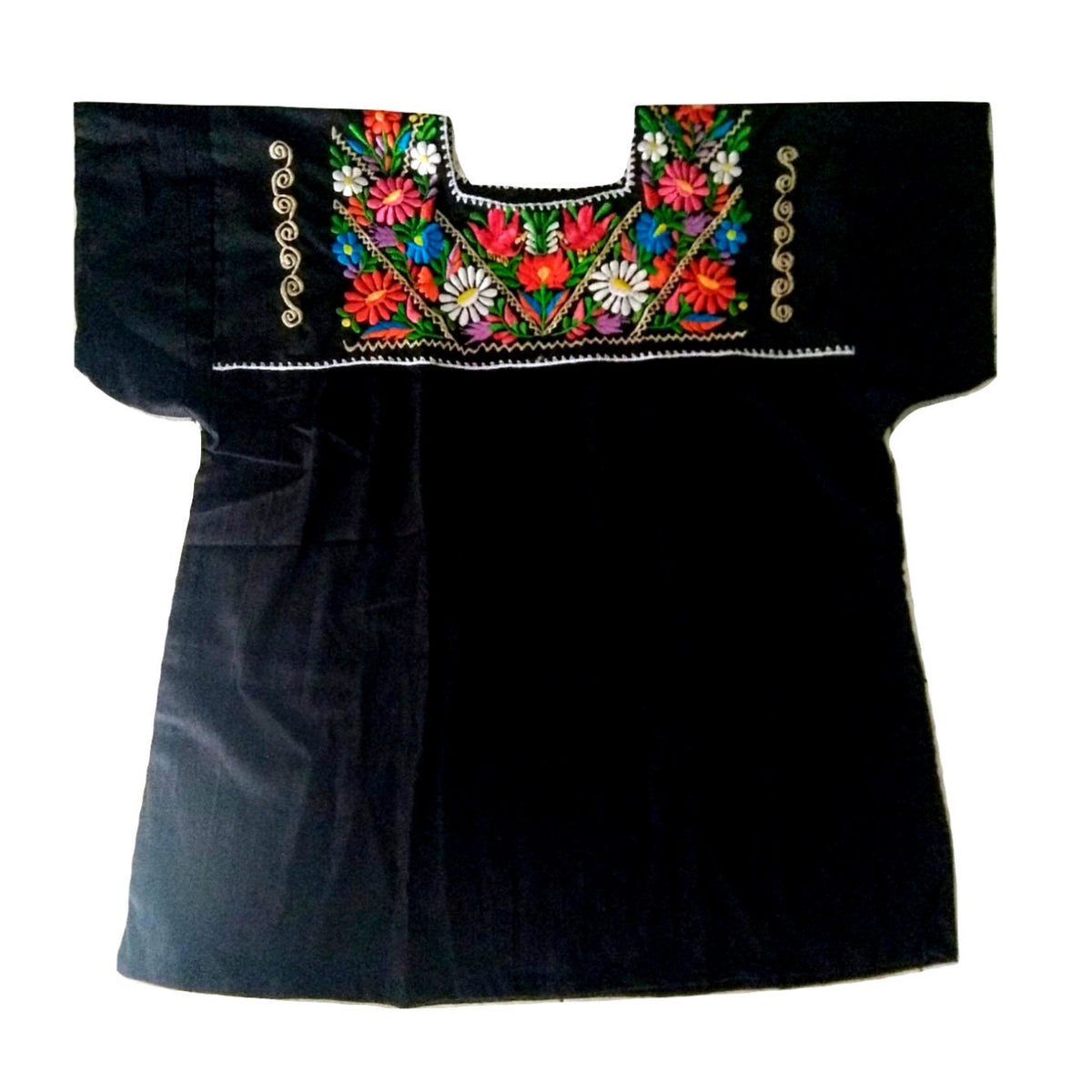 Zara Black Cotton Embroidered Blouse — view 2