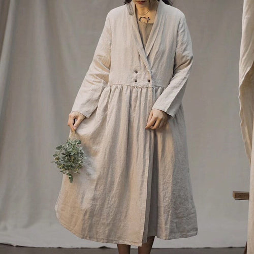 Delia Beige Linen Tunic Maxi Dress — LA's Nine Ninety