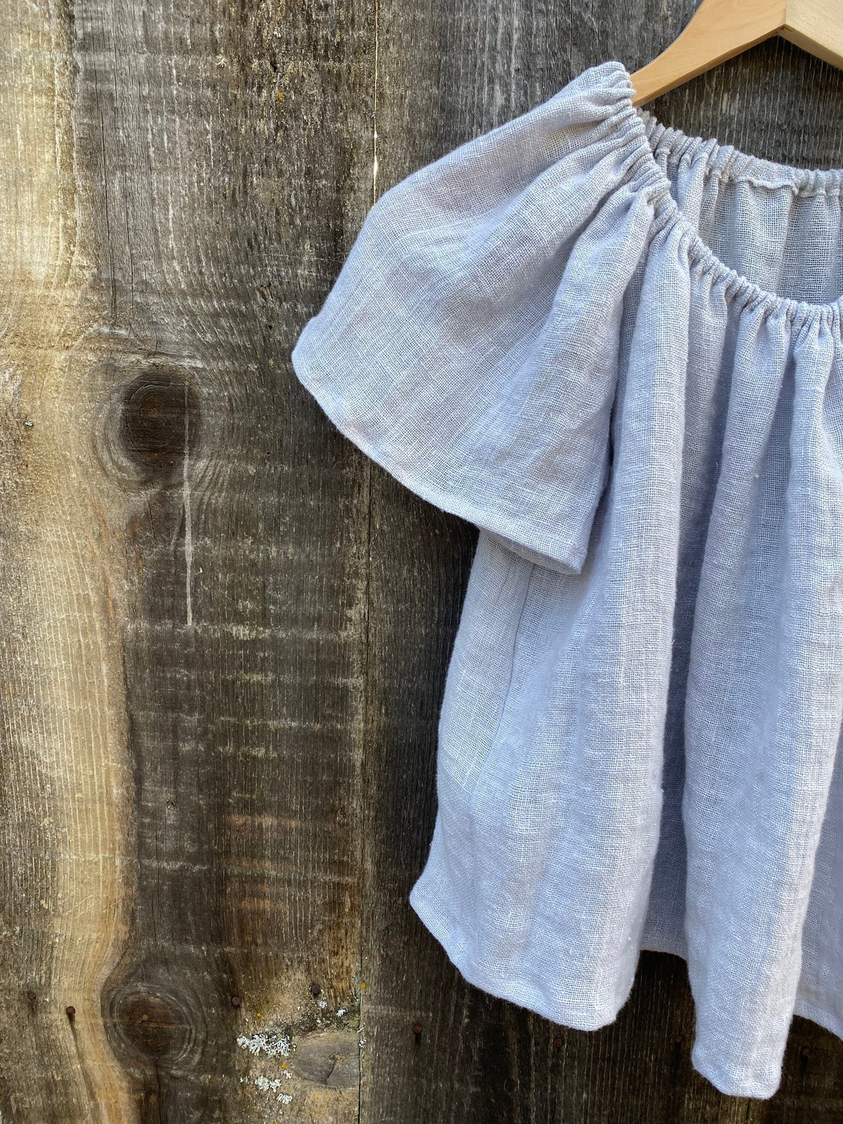 Una Light Blue Linen Top — view 4