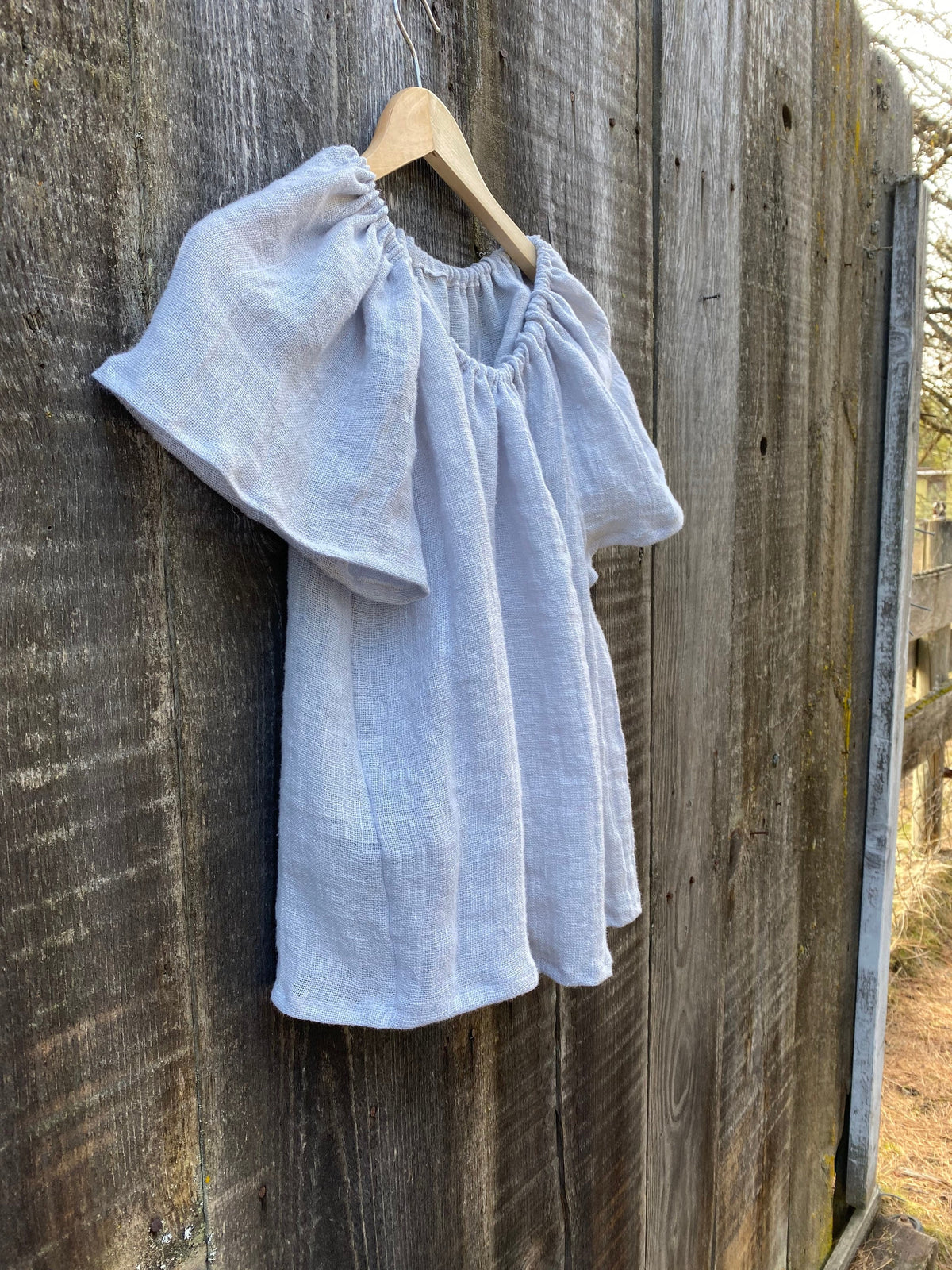 Una Light Blue Linen Top — view 3