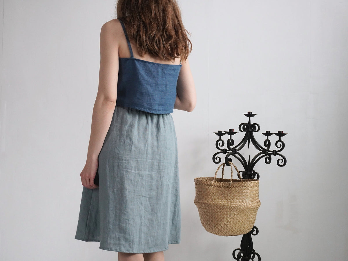 Lucia Gray Linen A-Line Midi Skirt — view 4