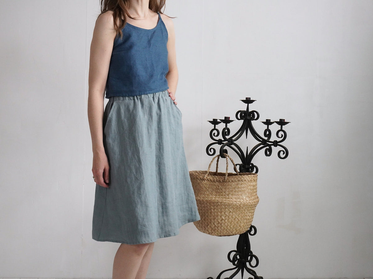 Lucia Gray Linen A-Line Midi Skirt — view 2