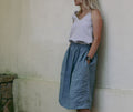Sloane Blue Linen A-Line Midi Skirt — LA's Nine Ninety