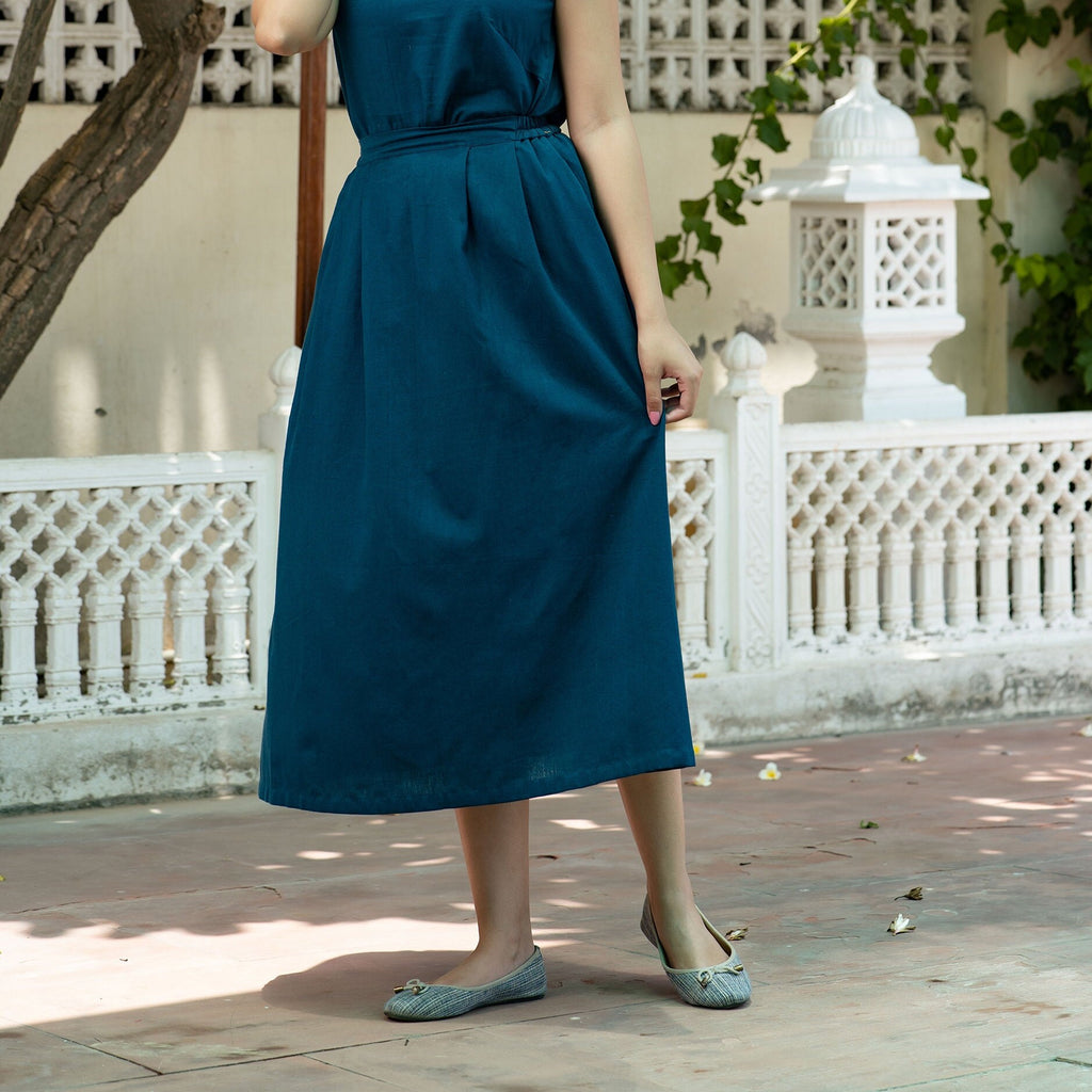 Ellie Blue Linen High-Waist Midi Skirt — view 2