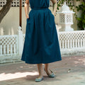 Ellie Blue Linen High-Waist Midi Skirt — LA's Nine Ninety