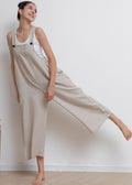 Yara Ivory Linen Cropped Overalls — LA's Nine Ninety