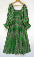 Noor Green Cotton Smocked Maxi Dress — LA's Nine Ninety