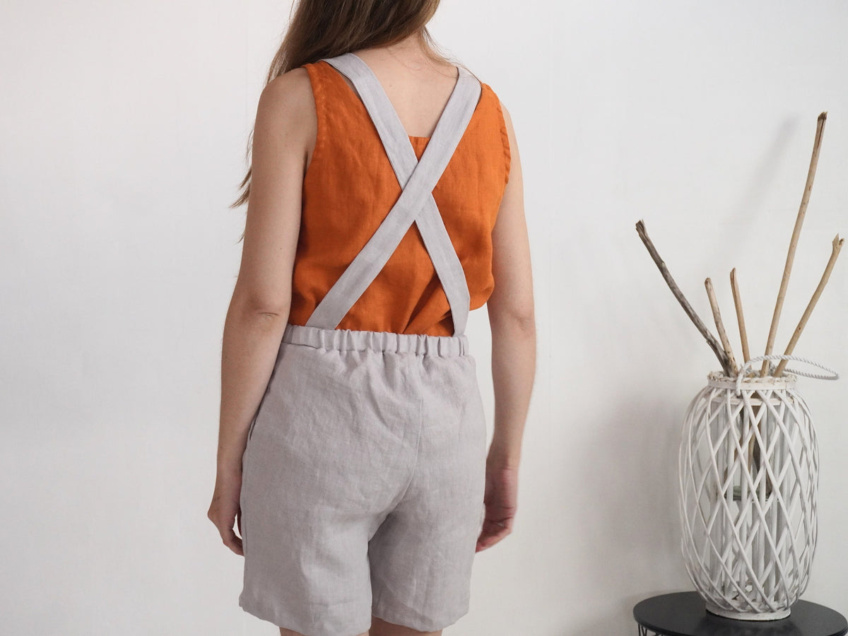 Rosa Gray Linen Overalls — view 3