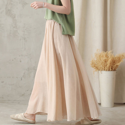 Calla Beige Linen Pleated Maxi Skirt — LA's Nine Ninety