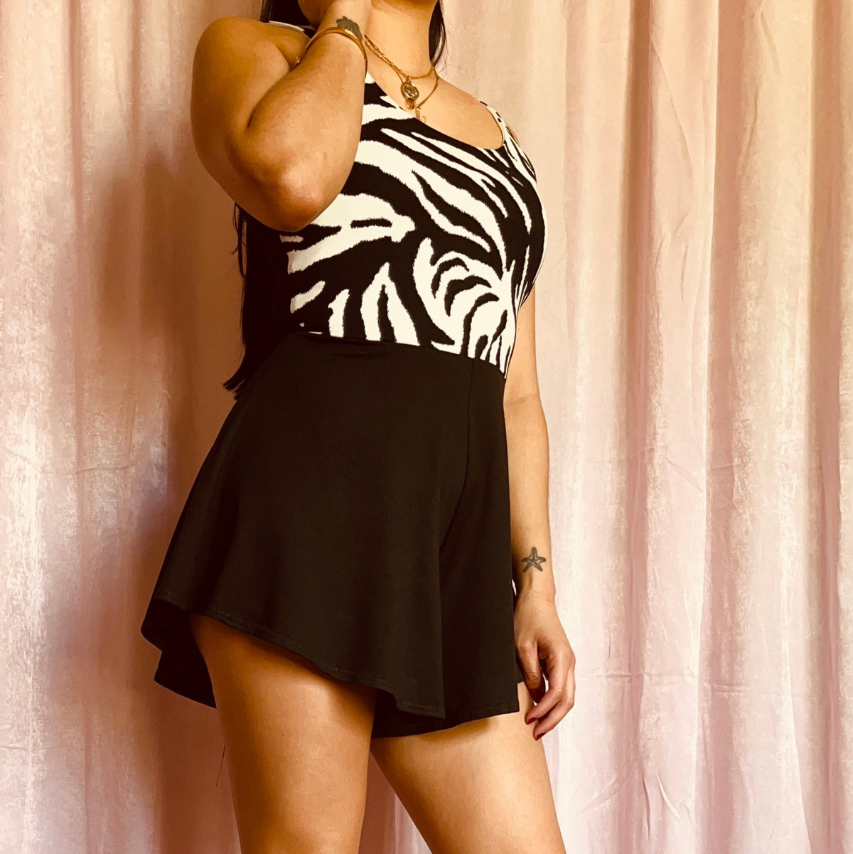 Sadie Black Fit-and-Flare Romper — view 2