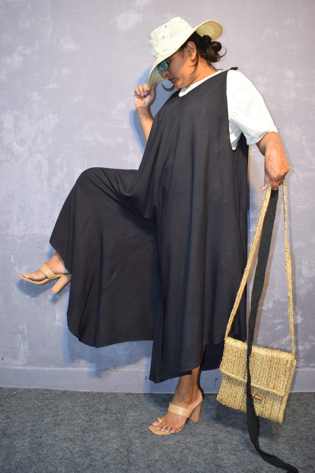 Leona Black Cotton Jumpsuit — view 3