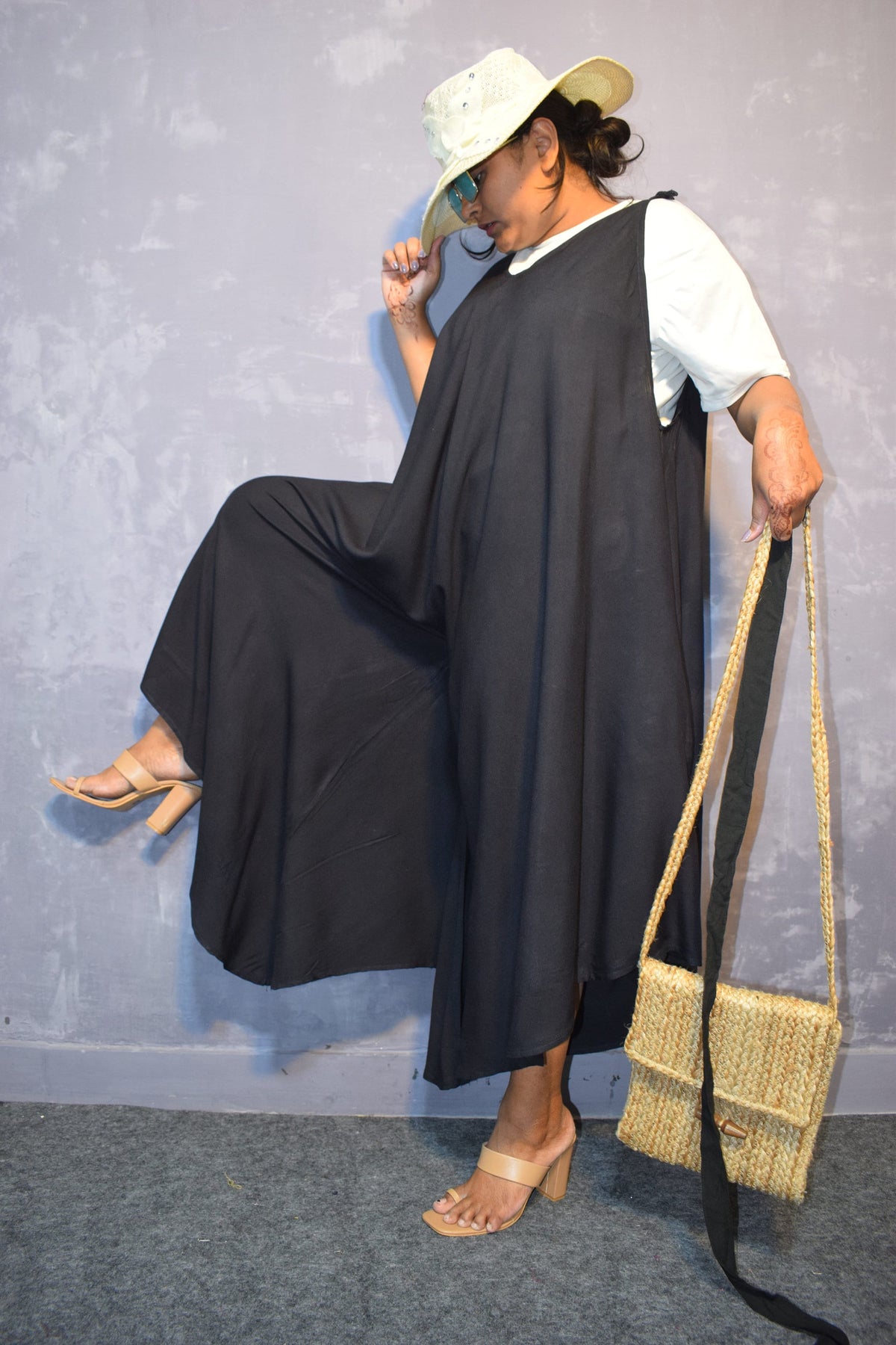 Leona Black Cotton Jumpsuit — view 3