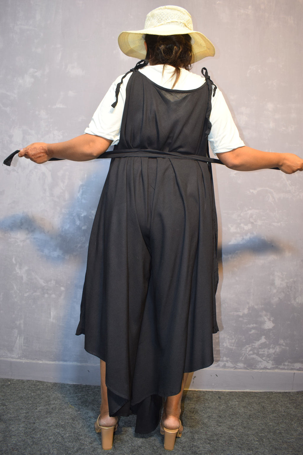 Leona Black Cotton Jumpsuit — view 2