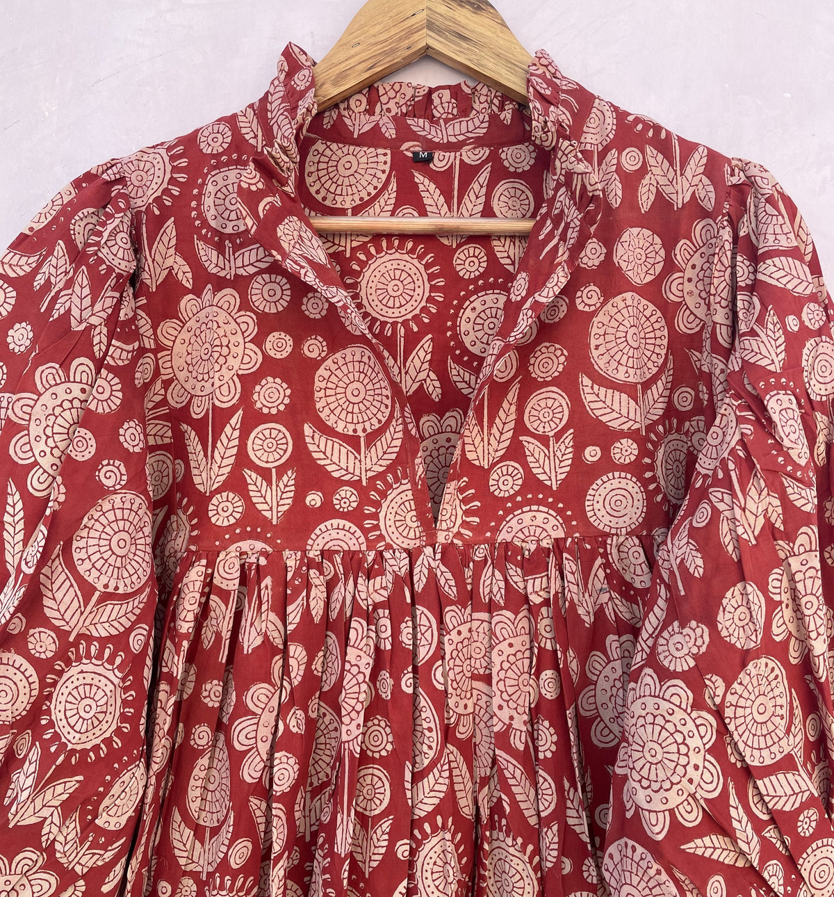 Cora Red Cotton Maxi Dress — view 2