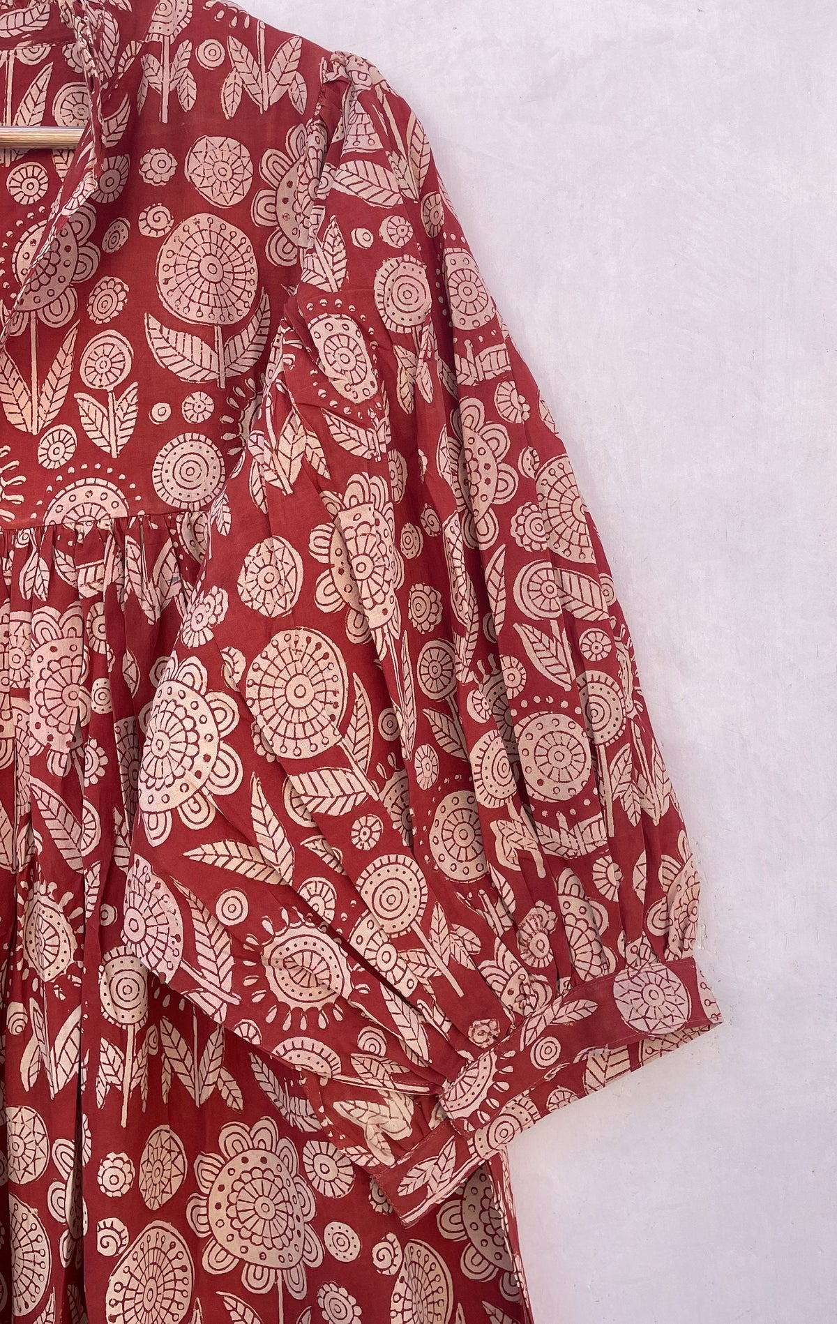 Cora Red Cotton Maxi Dress — view 3