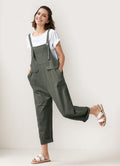 Clara Green Linen Cropped Overalls — LA's Nine Ninety