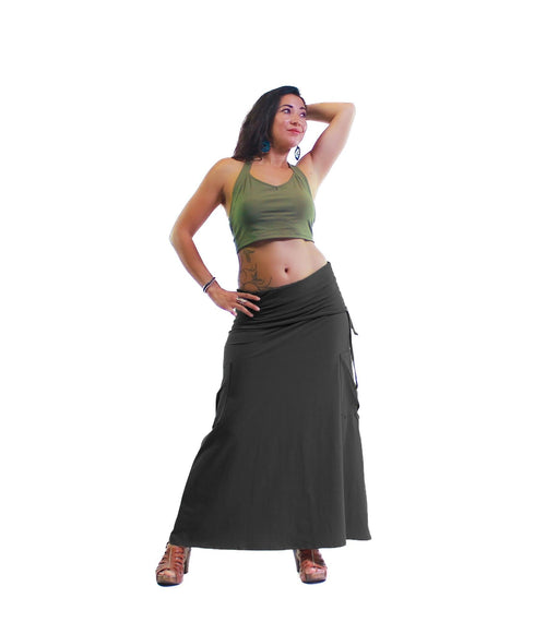 Adele Navy Cotton High-Waist Maxi Skirt — LA's Nine Ninety