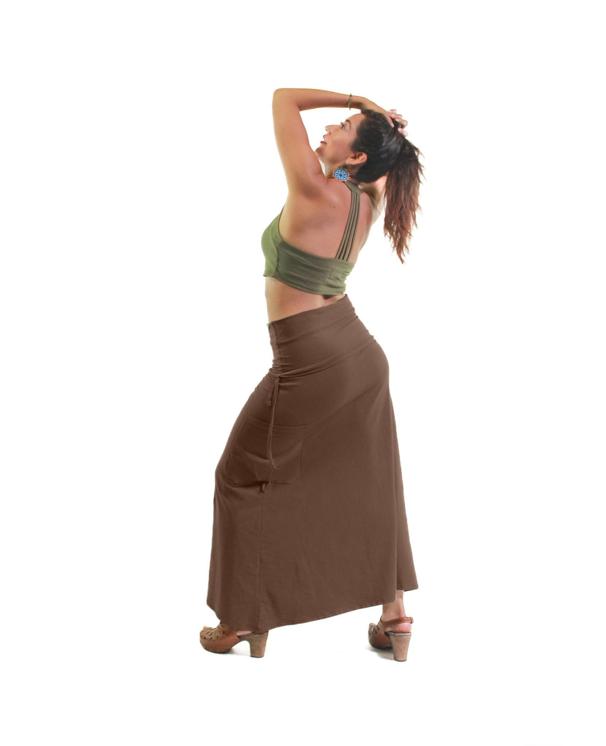 Adele Navy Cotton High-Waist Maxi Skirt — view 4