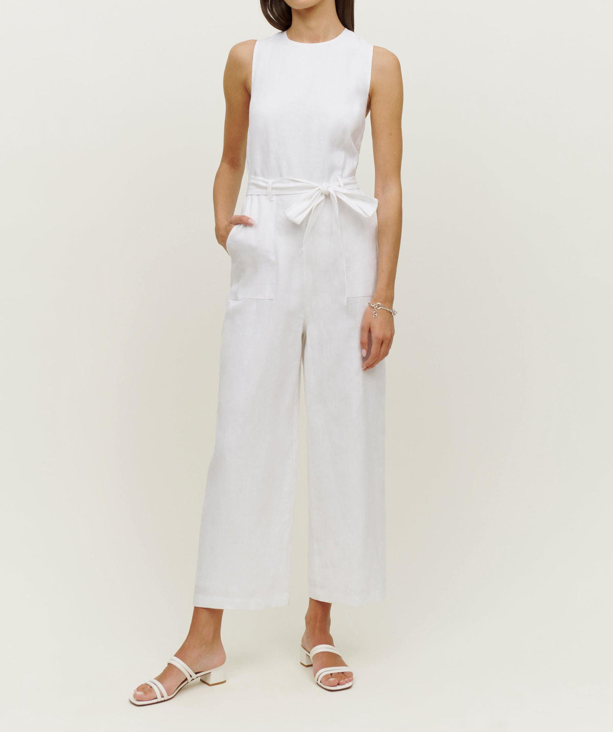 Marlo Beige Linen Wide-Leg Jumpsuit — view 2