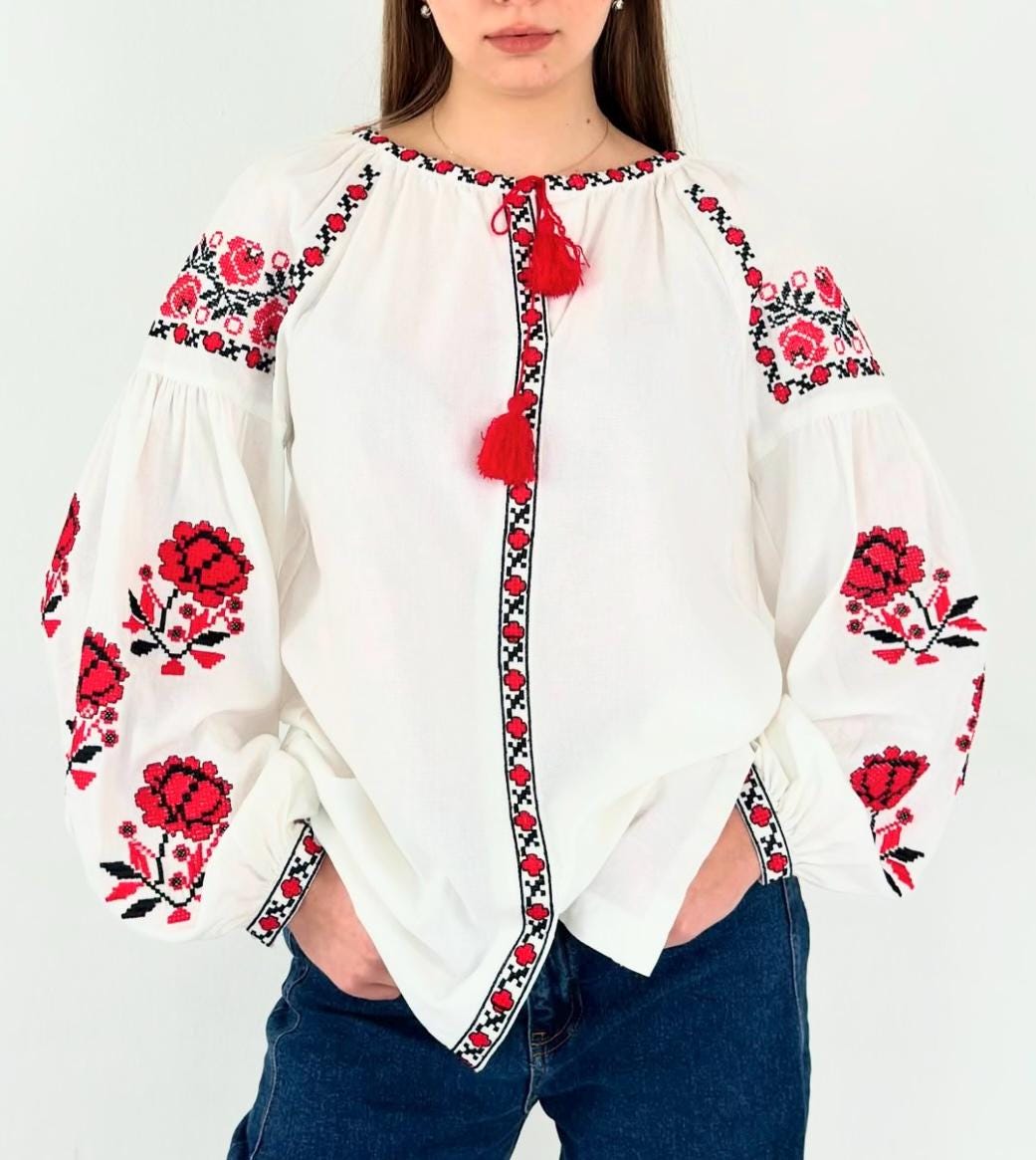 Odette Floral Linen Embroidered Blouse — view 5