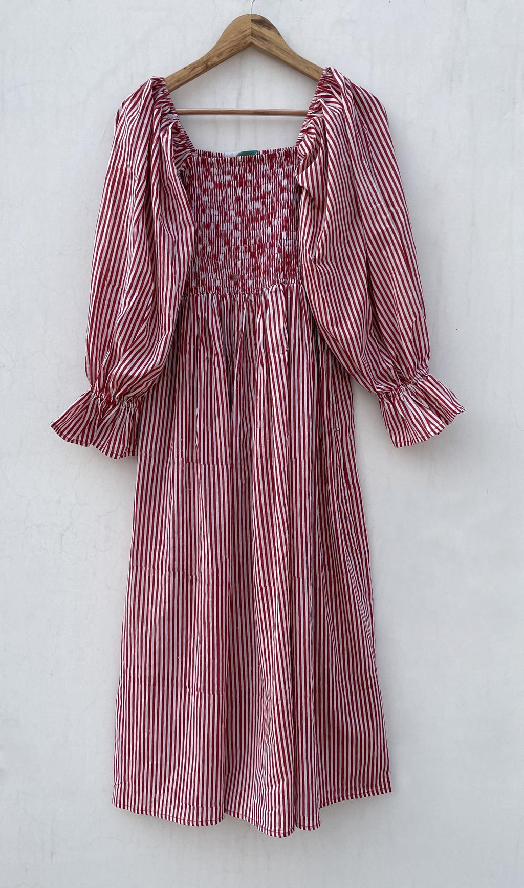 Winnie Striped Cotton Smocked Maxi Dress — view 5