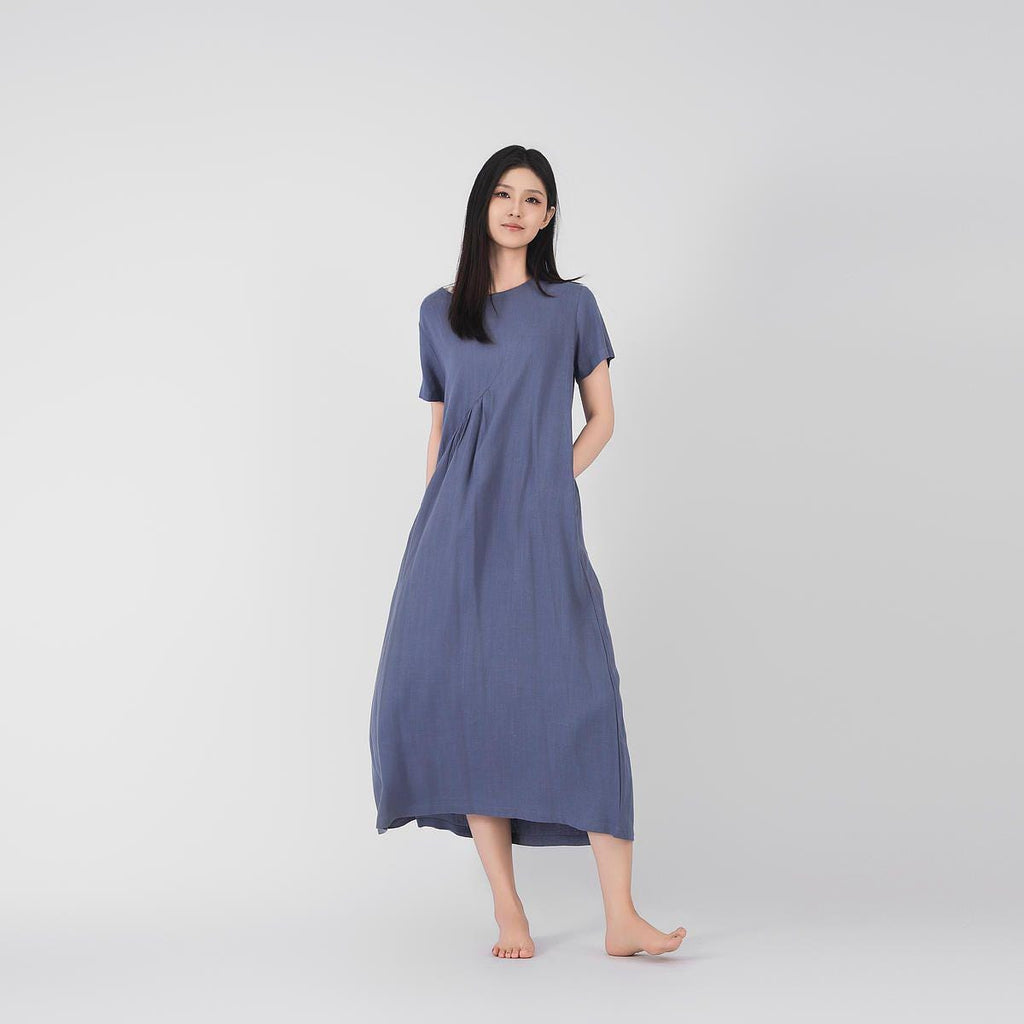 Rhea Purple Linen Oversized Maxi Dress — view 6