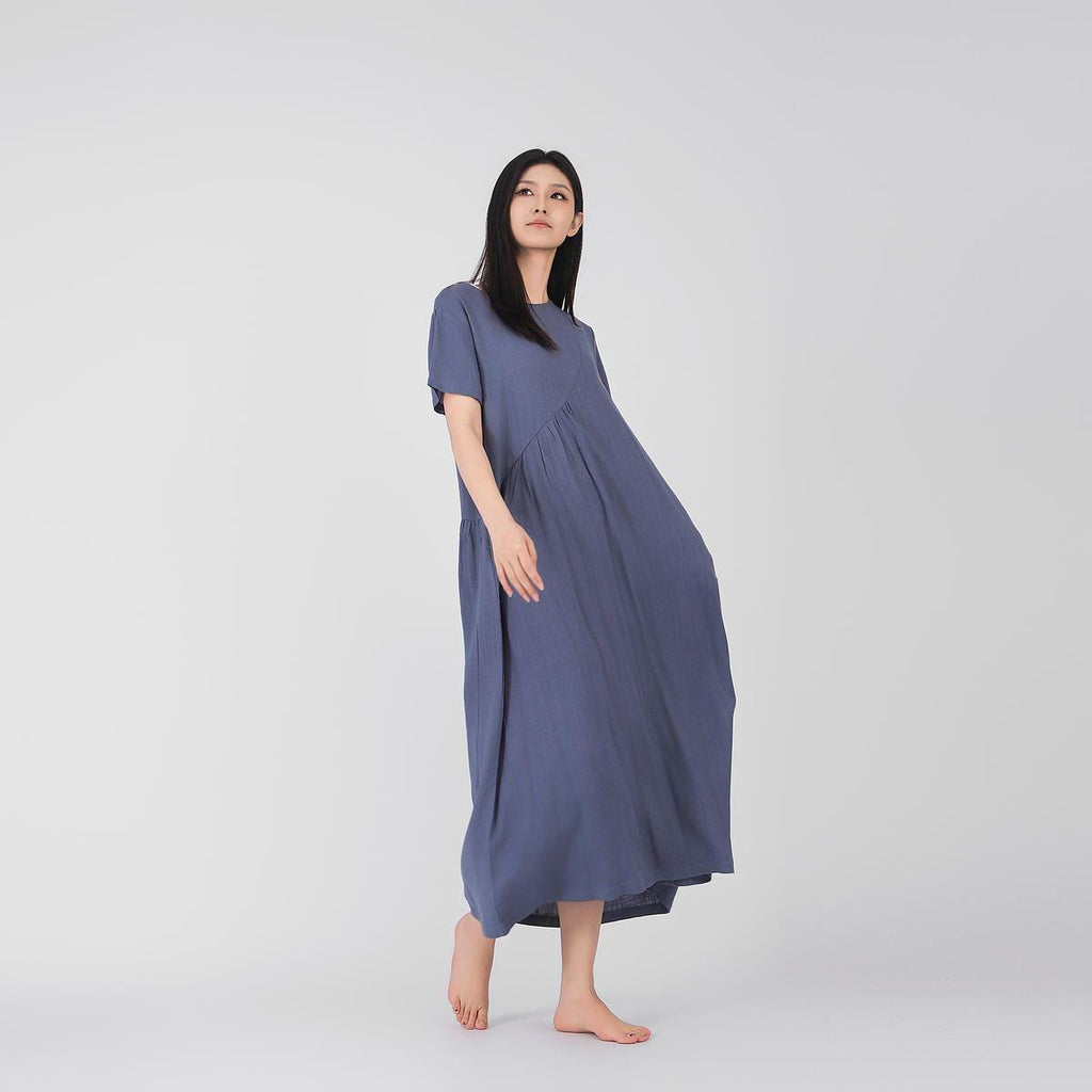 Rhea Purple Linen Oversized Maxi Dress — view 4
