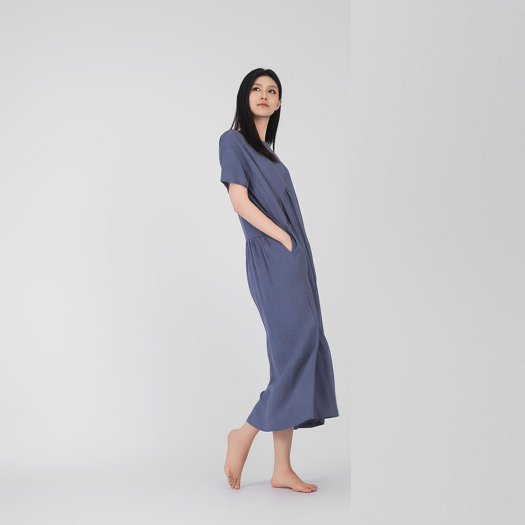 Rhea Purple Linen Oversized Maxi Dress — view 5