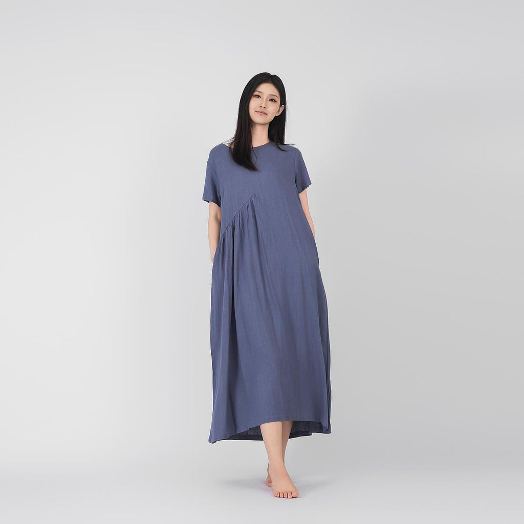 Rhea Purple Linen Oversized Maxi Dress — view 2