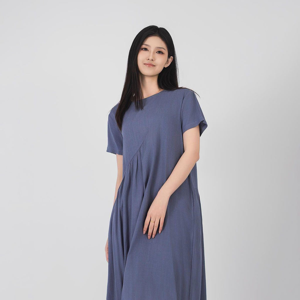 Rhea Purple Linen Oversized Maxi Dress — view 3