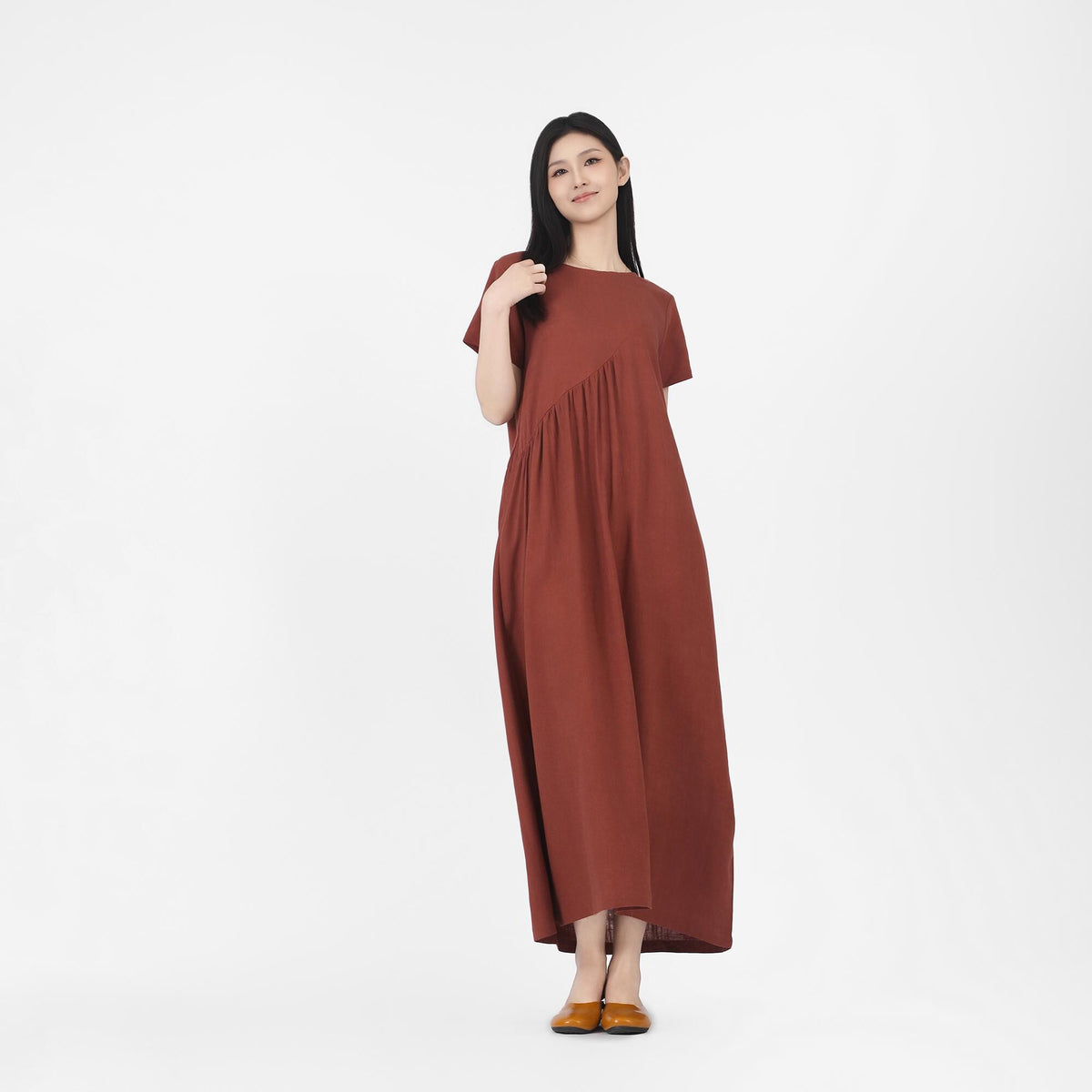 Freya Brown Linen Oversized Maxi Dress — view 2