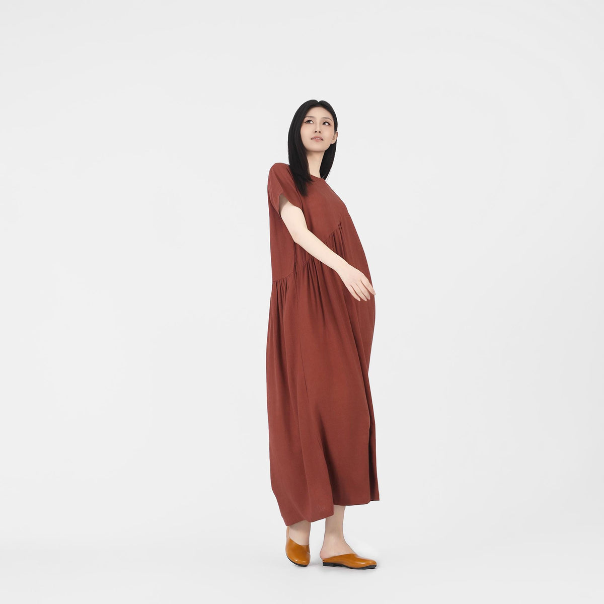 Freya Brown Linen Oversized Maxi Dress — view 5