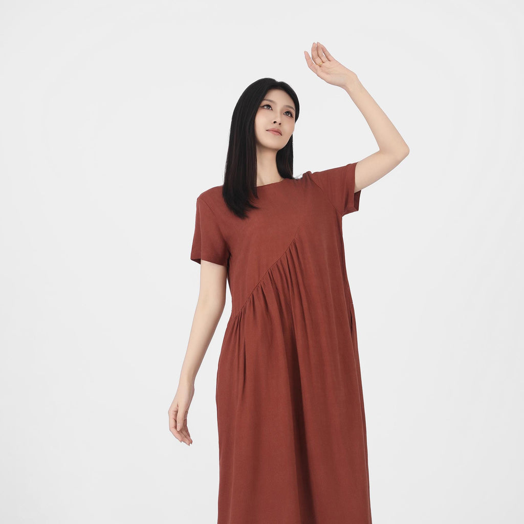 Freya Brown Linen Oversized Maxi Dress — view 3