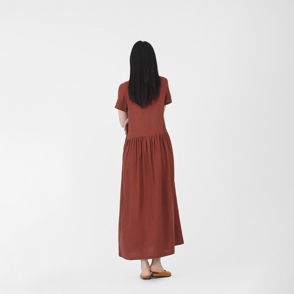 Freya Brown Linen Oversized Maxi Dress — view 4