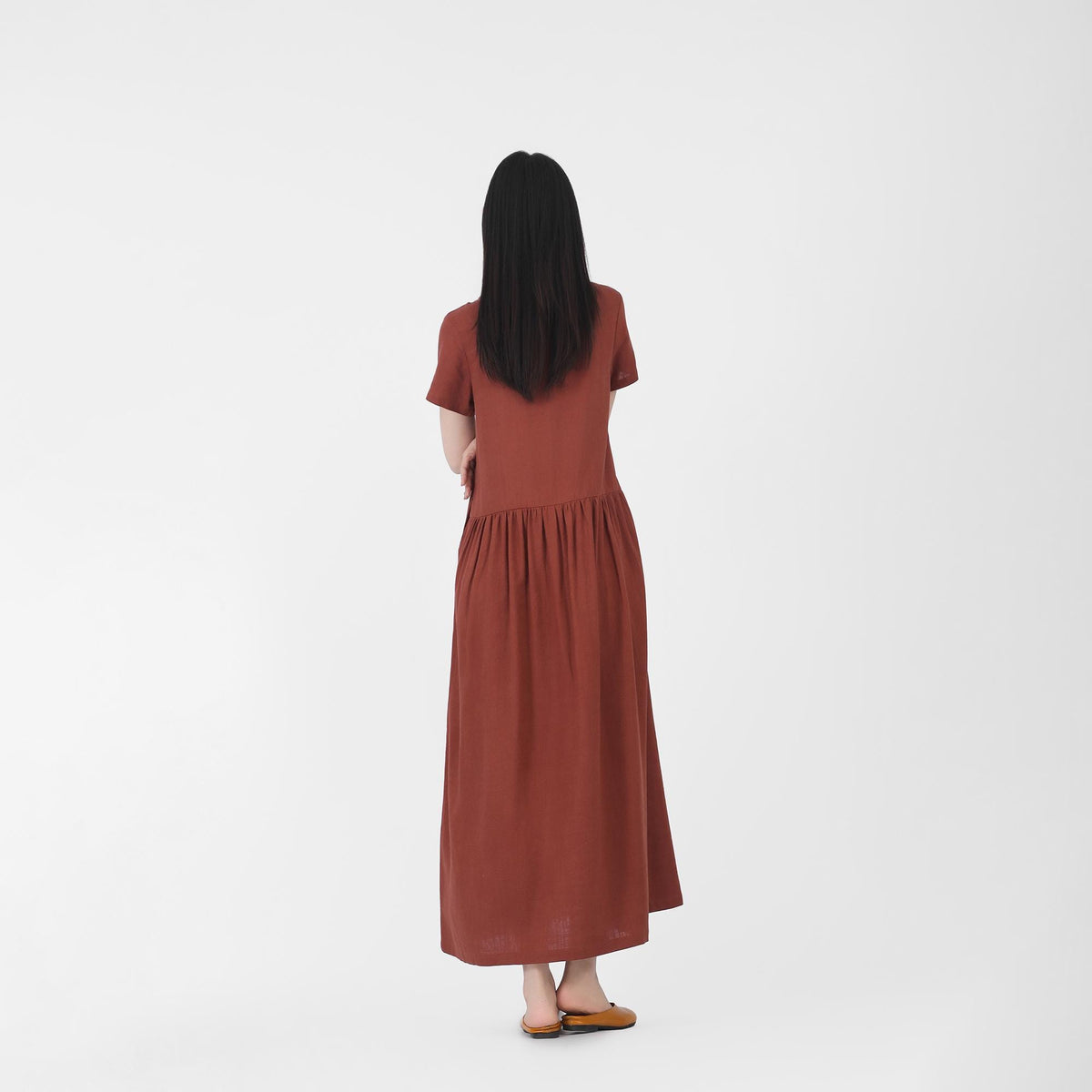 Freya Brown Linen Oversized Maxi Dress — view 4