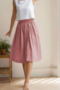 Ivy Pink Linen High-Waist Midi Skirt — LA's Nine Ninety