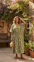 Esme Floral Cotton Kaftan Midi Dress — LA's Nine Ninety