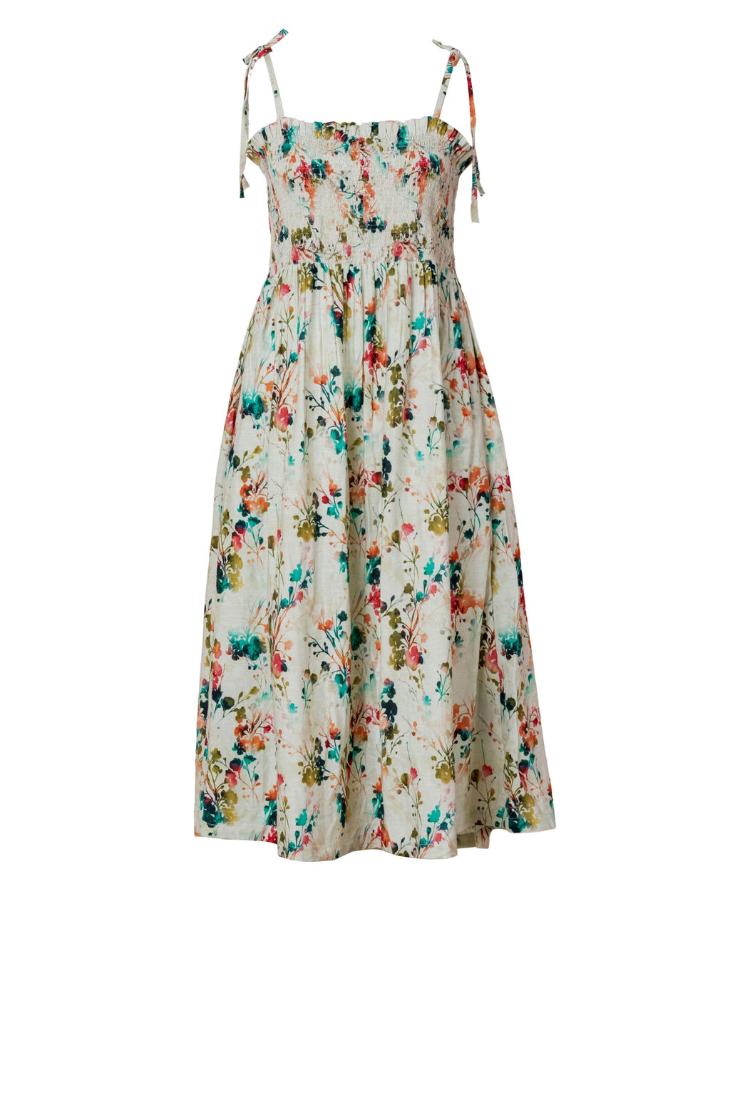 Vida Floral Cotton Smocked Midi Dress — view 2