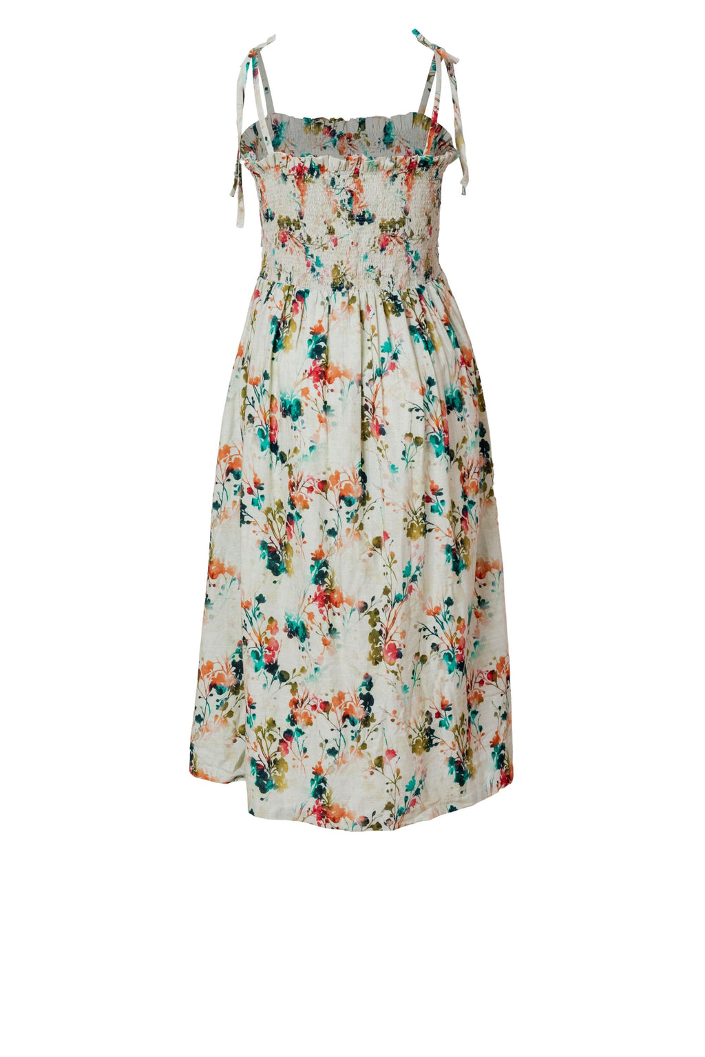 Vida Floral Cotton Smocked Midi Dress — view 3