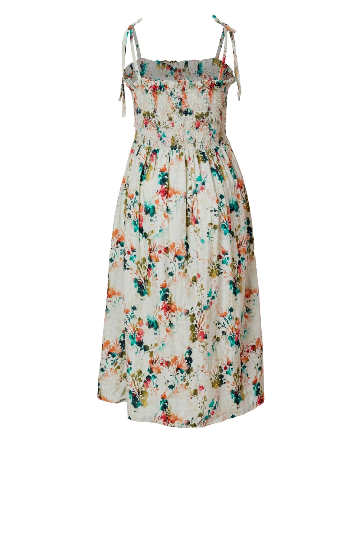 Vida Floral Cotton Smocked Midi Dress — view 3