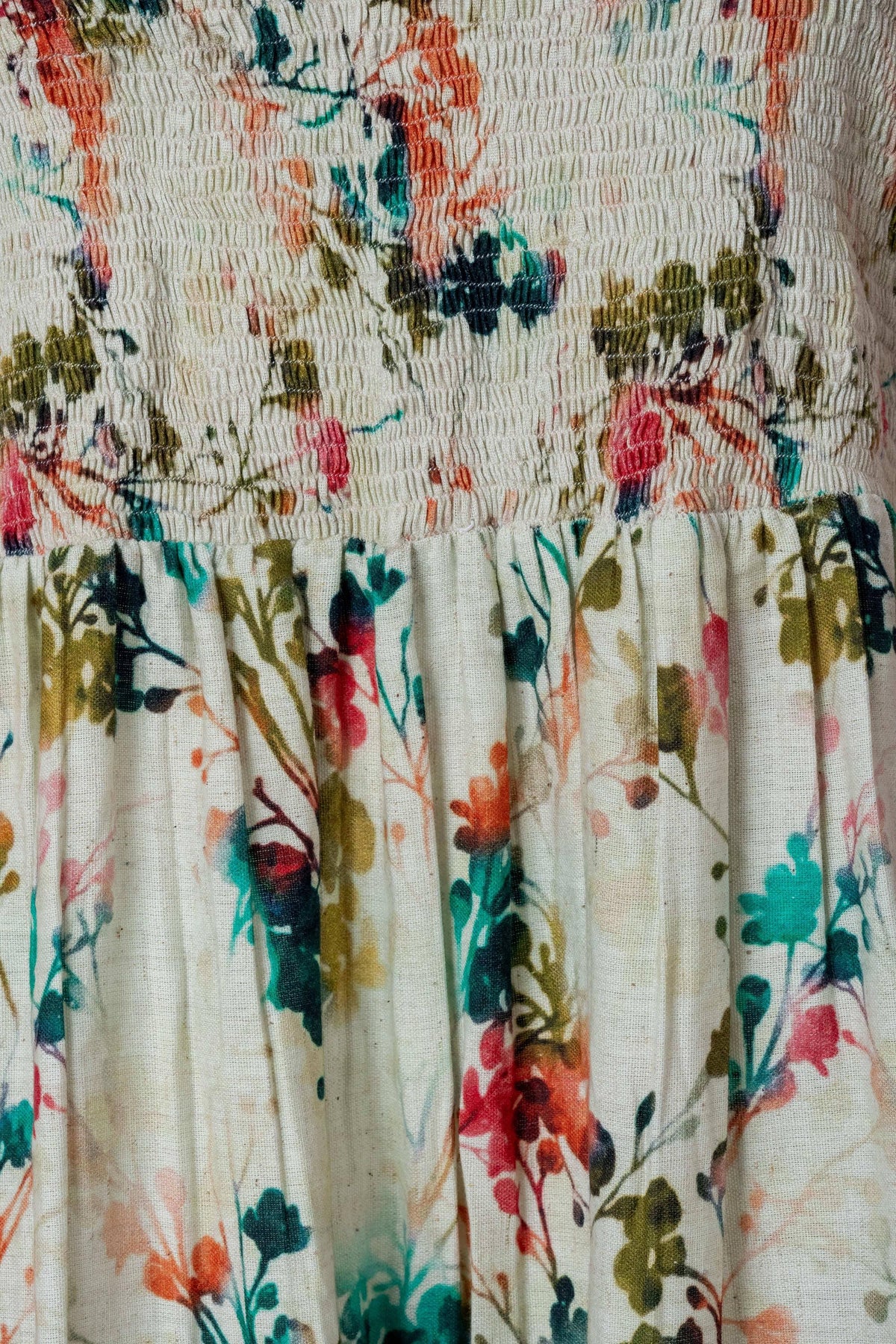 Vida Floral Cotton Smocked Midi Dress — view 5