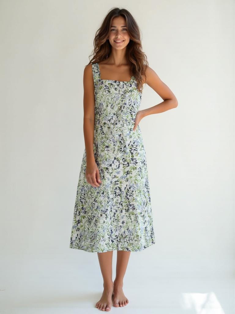 Mila Floral Cotton A-Line Midi Dress — LA's Nine Ninety