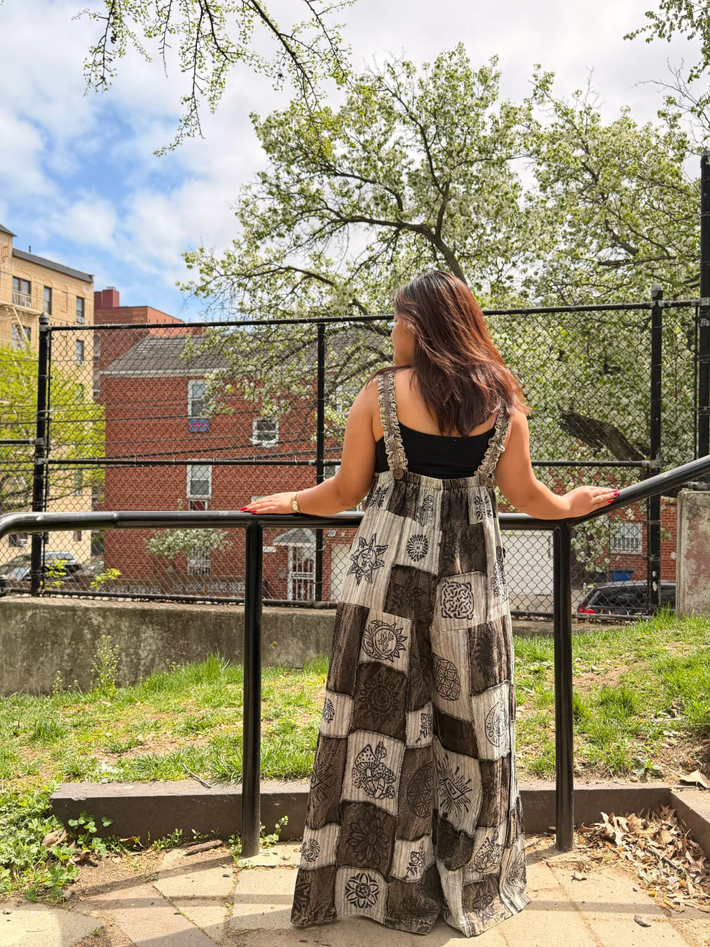 Wynn Burgundy Cotton Wide-Leg Jumpsuit — view 4