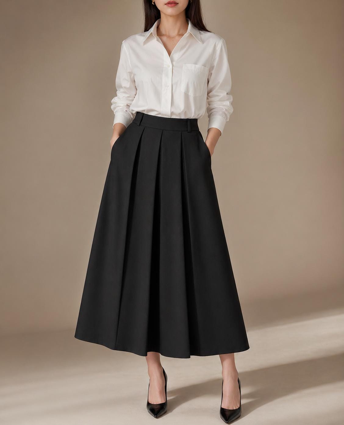 Blair Black Linen Swing Maxi Skirt — LA's Nine Ninety