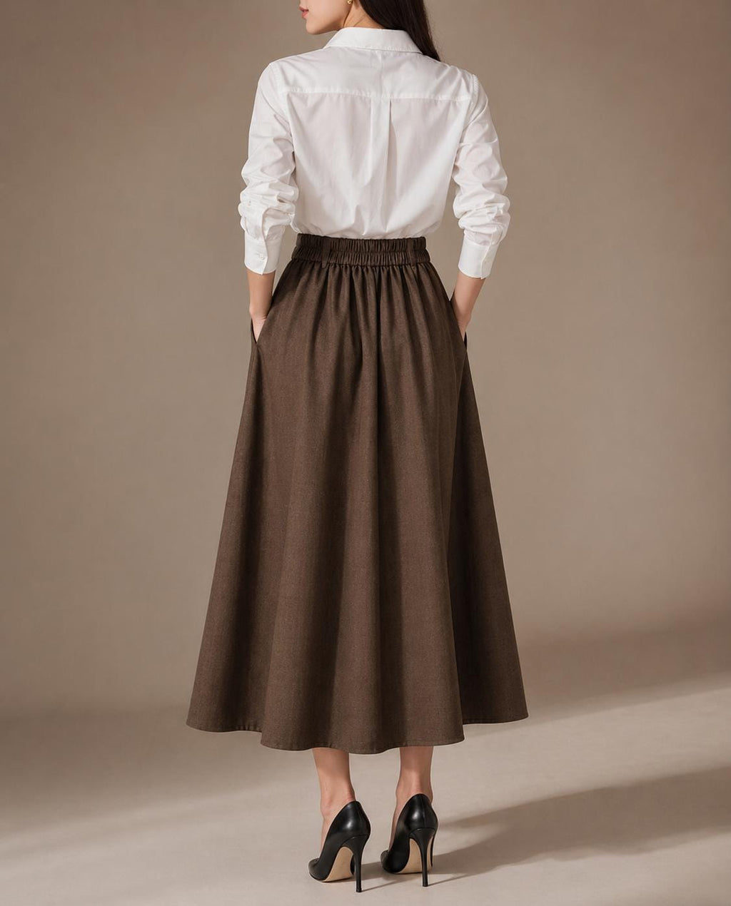 Blair Black Linen Swing Maxi Skirt — view 5