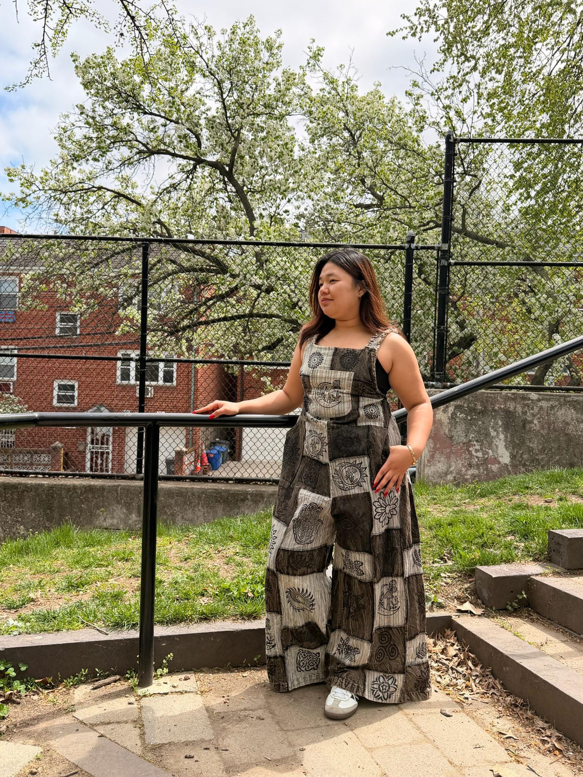 Wynn Burgundy Cotton Wide-Leg Jumpsuit — view 5